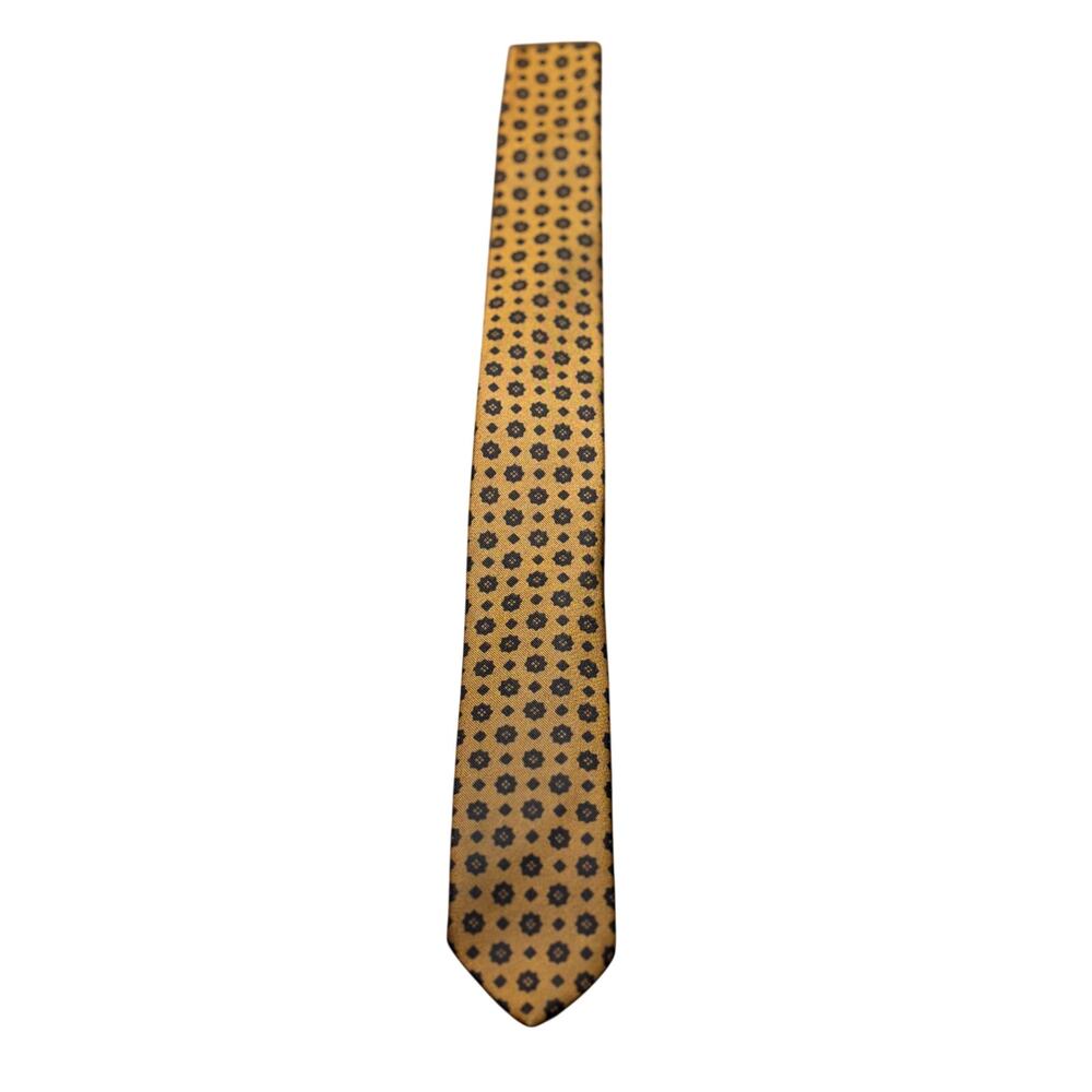Vintage Tie-Nel Superba Neck Tie Brown/Black Geometric Floral Skinny Triacetate